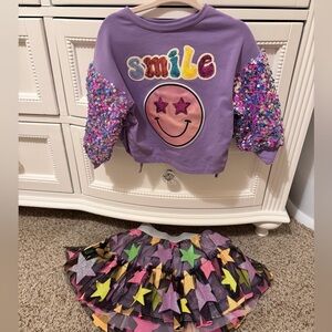 2T Sequin Skirt and Sweatshirt Set